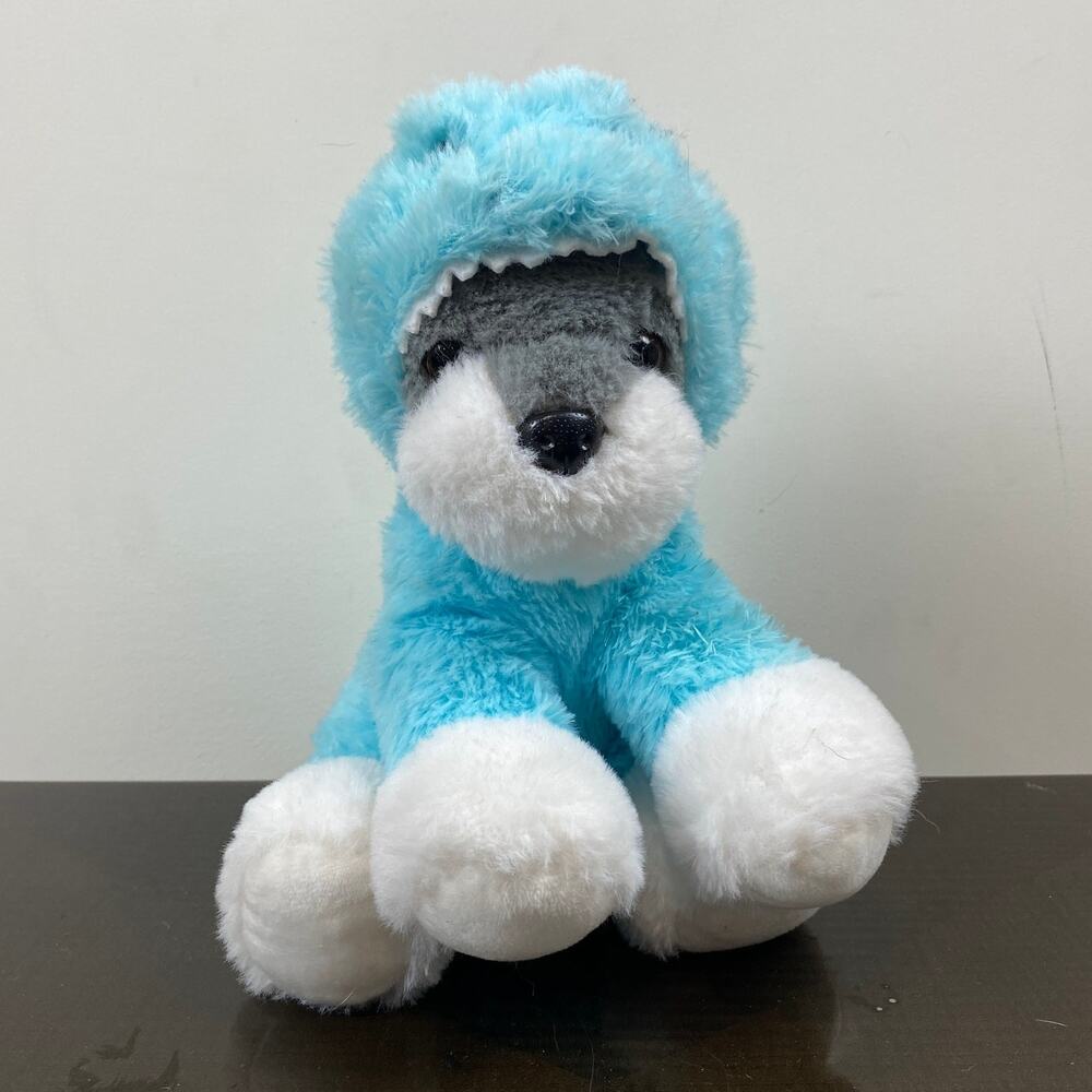 11" Husky Terrier Dog in Dinosaur Costume Plushie Stuffed Animal Toy